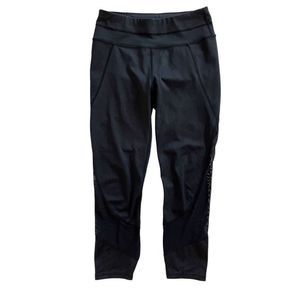 Athleta Laser Mesh Sonar Mid-Rise Capri Tight Legging Stretch Black XS